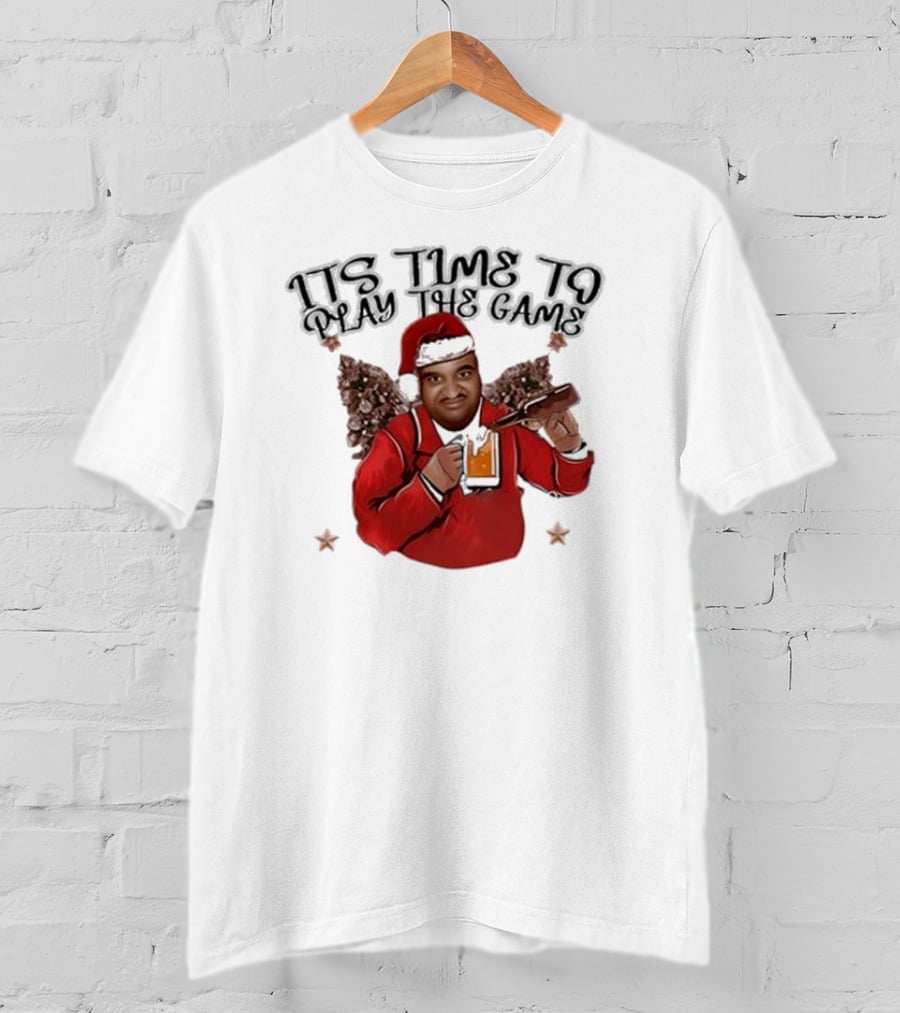Its Time To Play The Game Christmas Santa Claus With Beer Mug T-Shirt