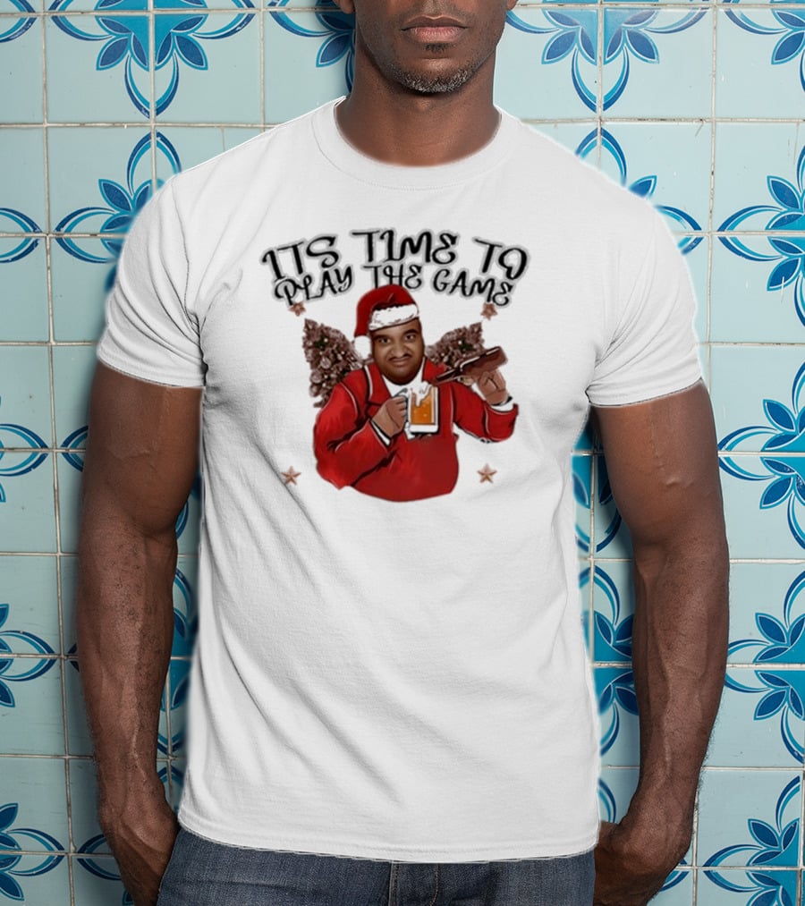 Its Time To Play The Game Christmas Santa Claus With Beer Mug T-Shirt