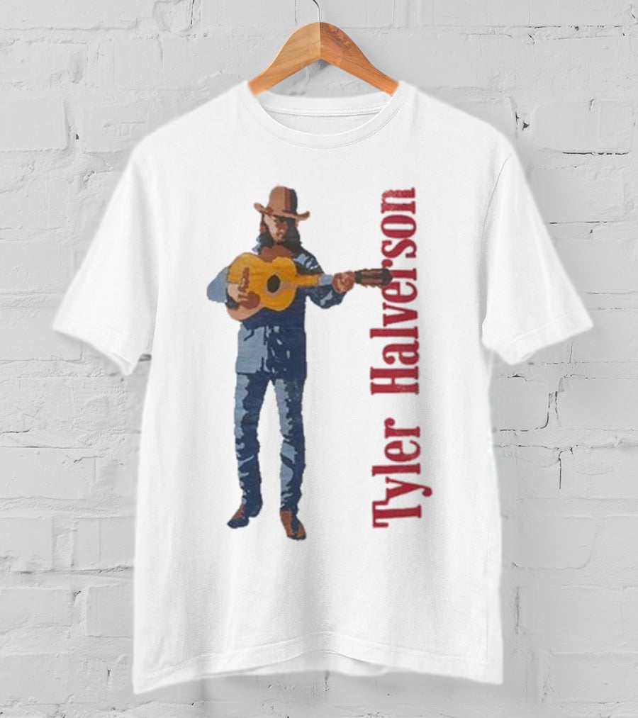 Tyler Halverson Playing Guitar Watercolor Art Cowboy T-Shirt