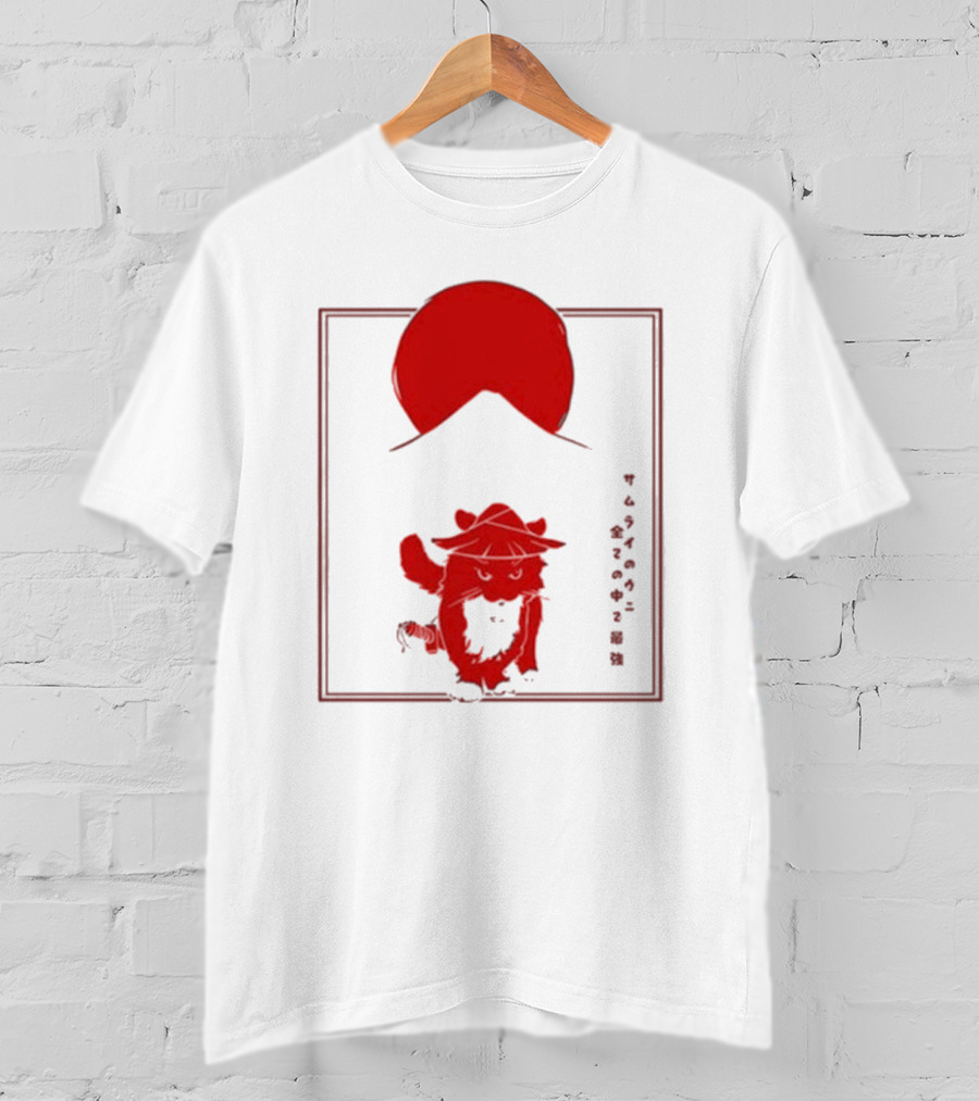 Samurai Unico Uniuni Runin Cat With Rising Sun T-Shirt