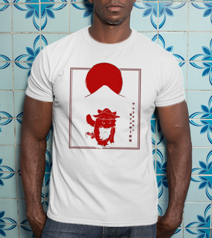 Samurai Unico Uniuni Runin Cat With Rising Sun T-Shirt