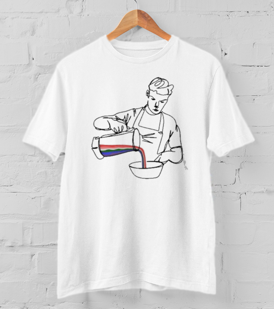 Will Poulter Pouring Rainbow Beverage Into Bowl The Bear Charity T-Shirt