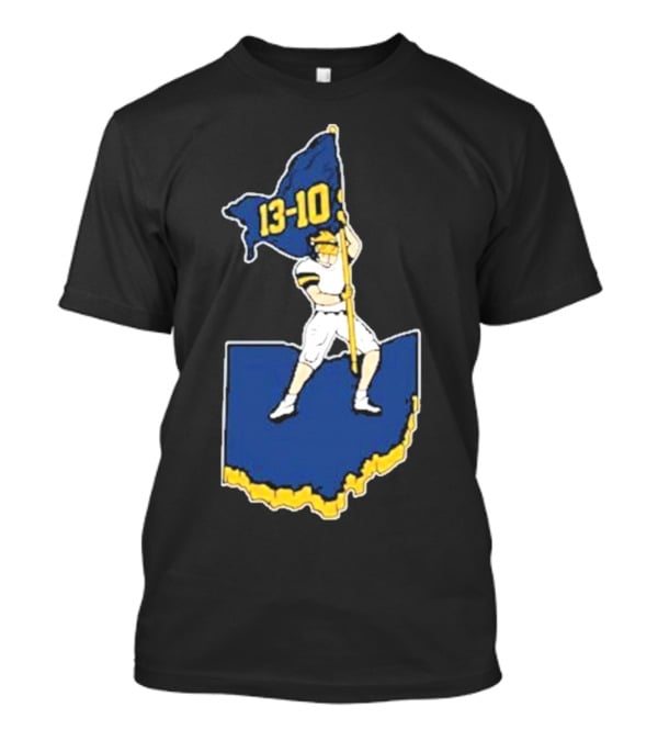 13-10 Michigan Flag Football Victory Over Ohio Outline T-Shirt