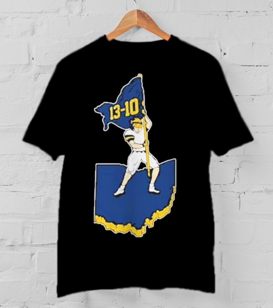 13-10 Michigan Flag Football Victory Over Ohio Outline T-Shirt