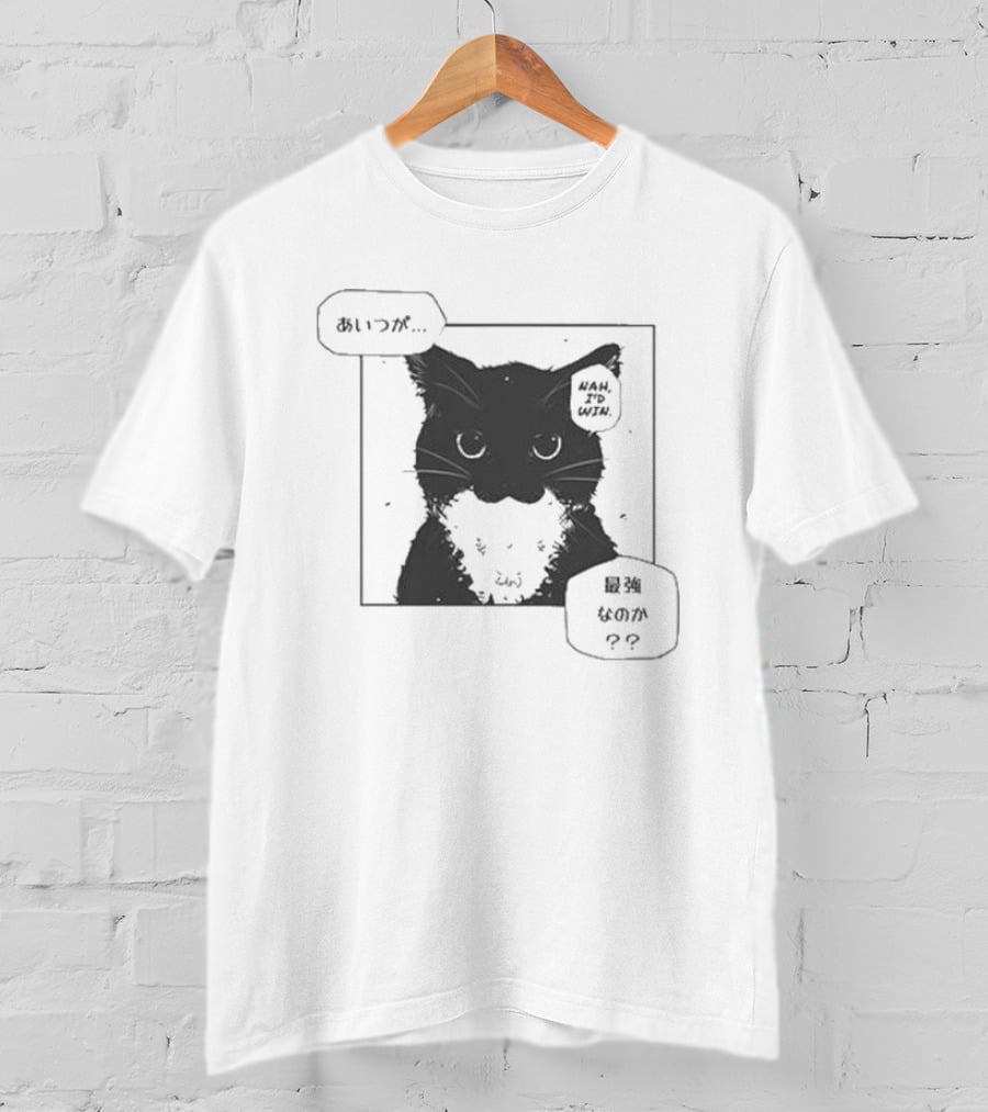 Nah I'd Win Cat Manga Style Aesthetic T-Shirt