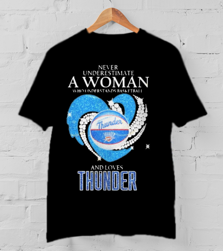 Never Underestimate A Woman Who Understands Basketball And Loves Oklahoma City Thunder T-Shirt