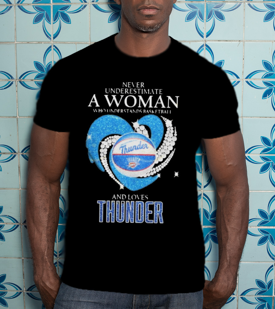Never Underestimate A Woman Who Understands Basketball And Loves Oklahoma City Thunder T-Shirt