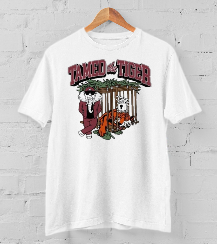 Tamed The Tiger Alabama Football Rivalry Elephant And Caged Tiger T-Shirt