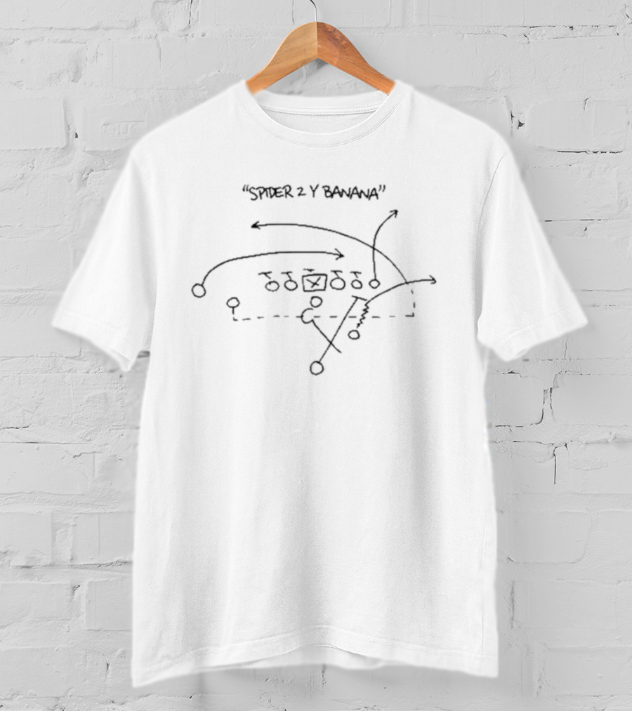 Spider 2 Y Banana Football Play Diagram Jon Gruden Coaching Strategy T-Shirt