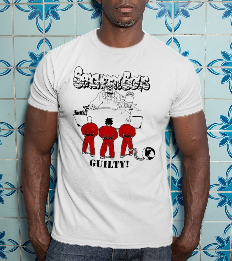Spaghetti Boys Guilty Comic Judge Prisoners Earth Chain T-Shirt