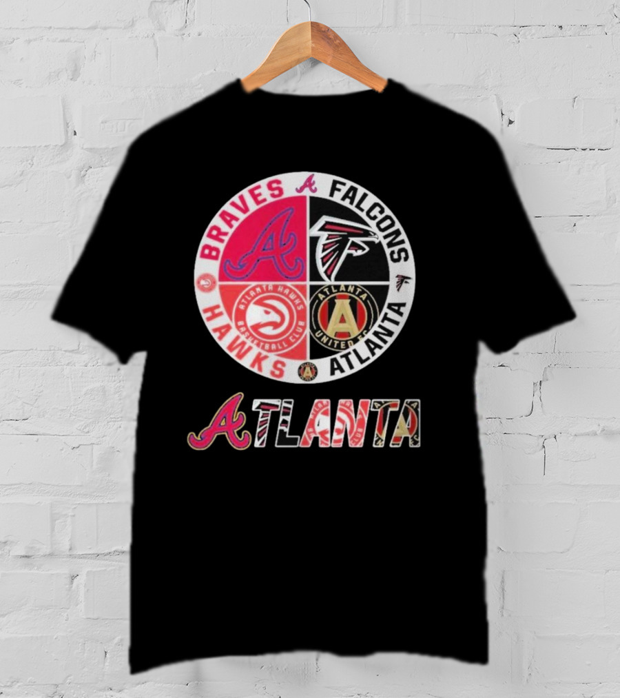 Atlanta Braves Falcons Hawks United FC Logos T-Shirt