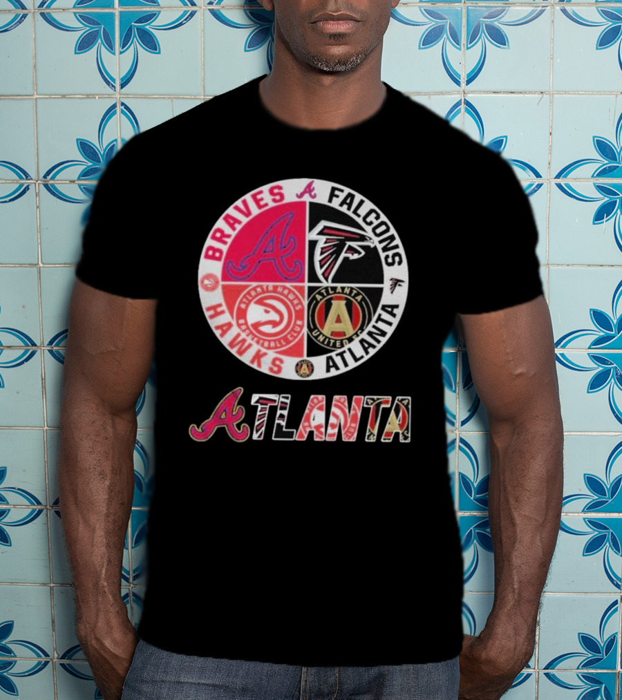Atlanta Braves Falcons Hawks United FC Logos T-Shirt