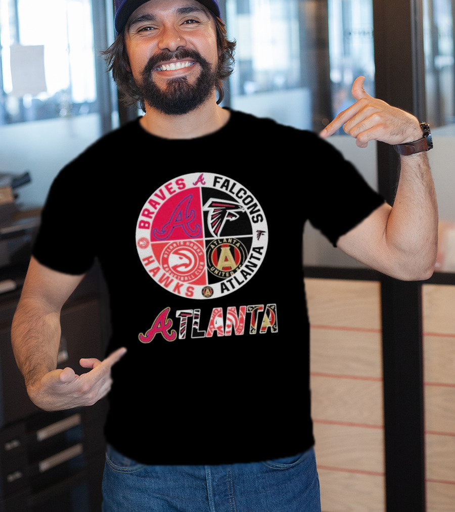 Atlanta Braves Falcons Hawks United FC Logos T-Shirt