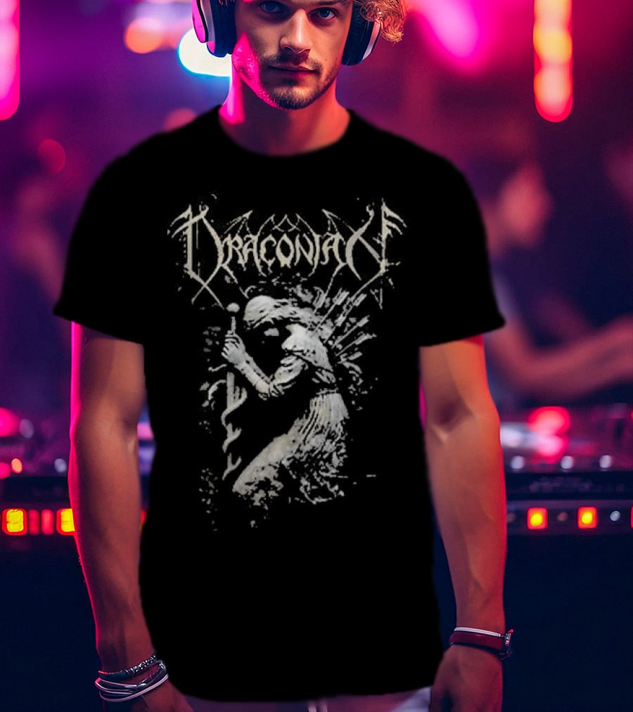 Draconian Heretic Blessed Be The Heretic Mystical Figure Staff And Wings T-Shirt