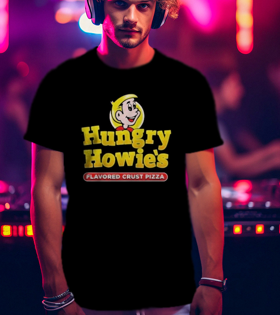 Hungry Howie's Flavored Crust Pizza Logo Vintage Character T-Shirt