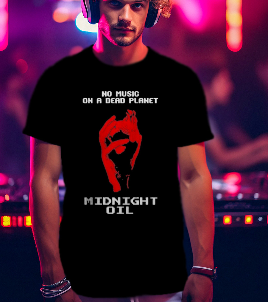Midnight Oil No Music On A Dead Planet Red Hand T-Shirt