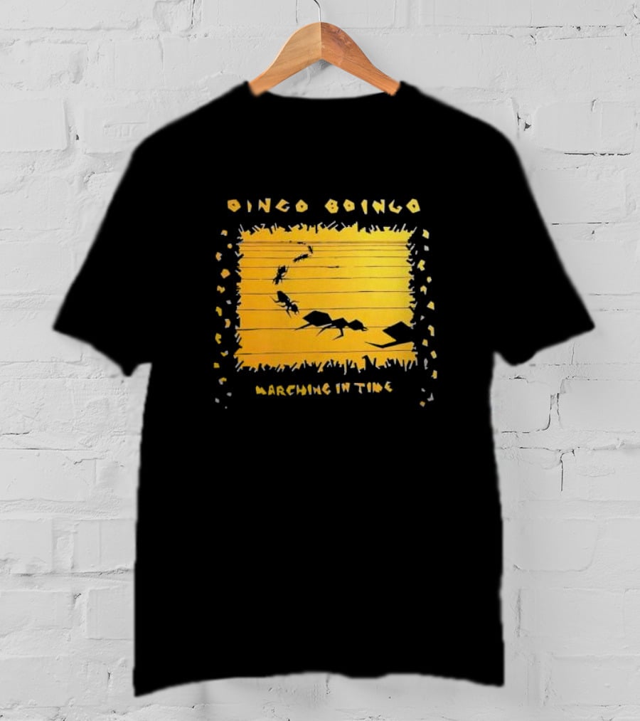 Oingo Boingo Marching In Time Ants On Yellow Stripe T-Shirt