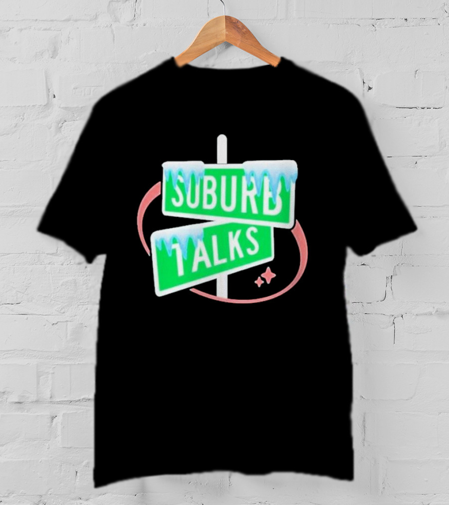 Suburb Talks Snowy Street Signs Christmas T-Shirt