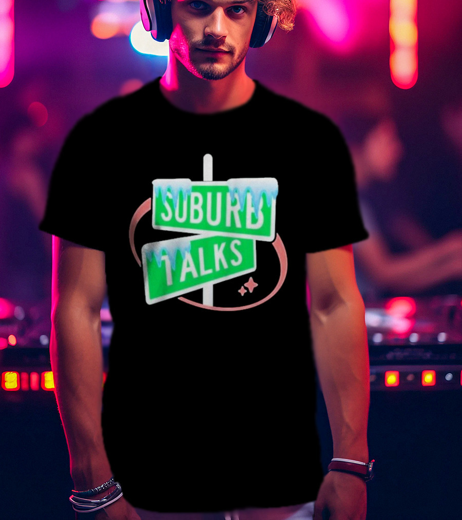 Suburb Talks Snowy Street Signs Christmas T-Shirt