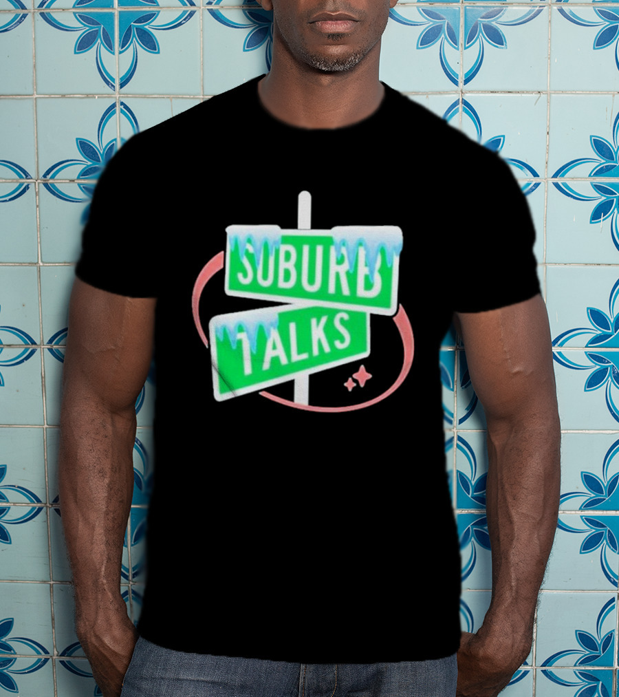 Suburb Talks Snowy Street Signs Christmas T-Shirt