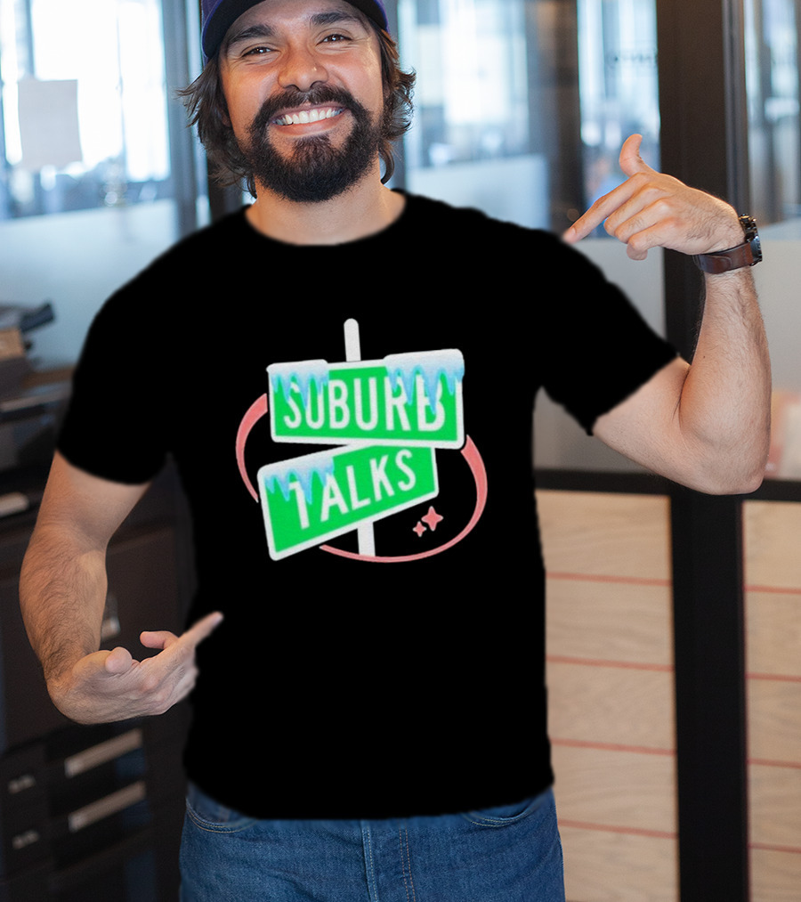 Suburb Talks Snowy Street Signs Christmas T-Shirt