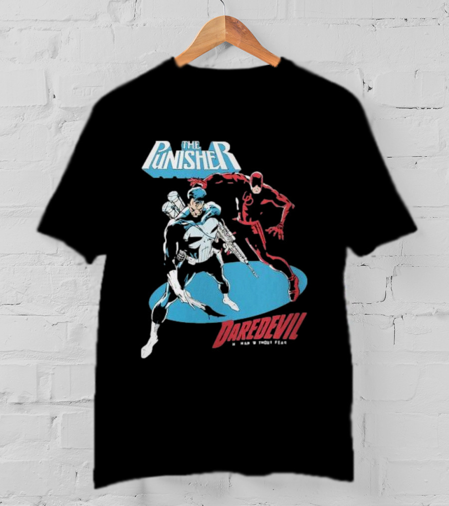 The Punisher Versus Daredevil The Man Without Fear Showdown Iconic Comic Heroes T-Shirt