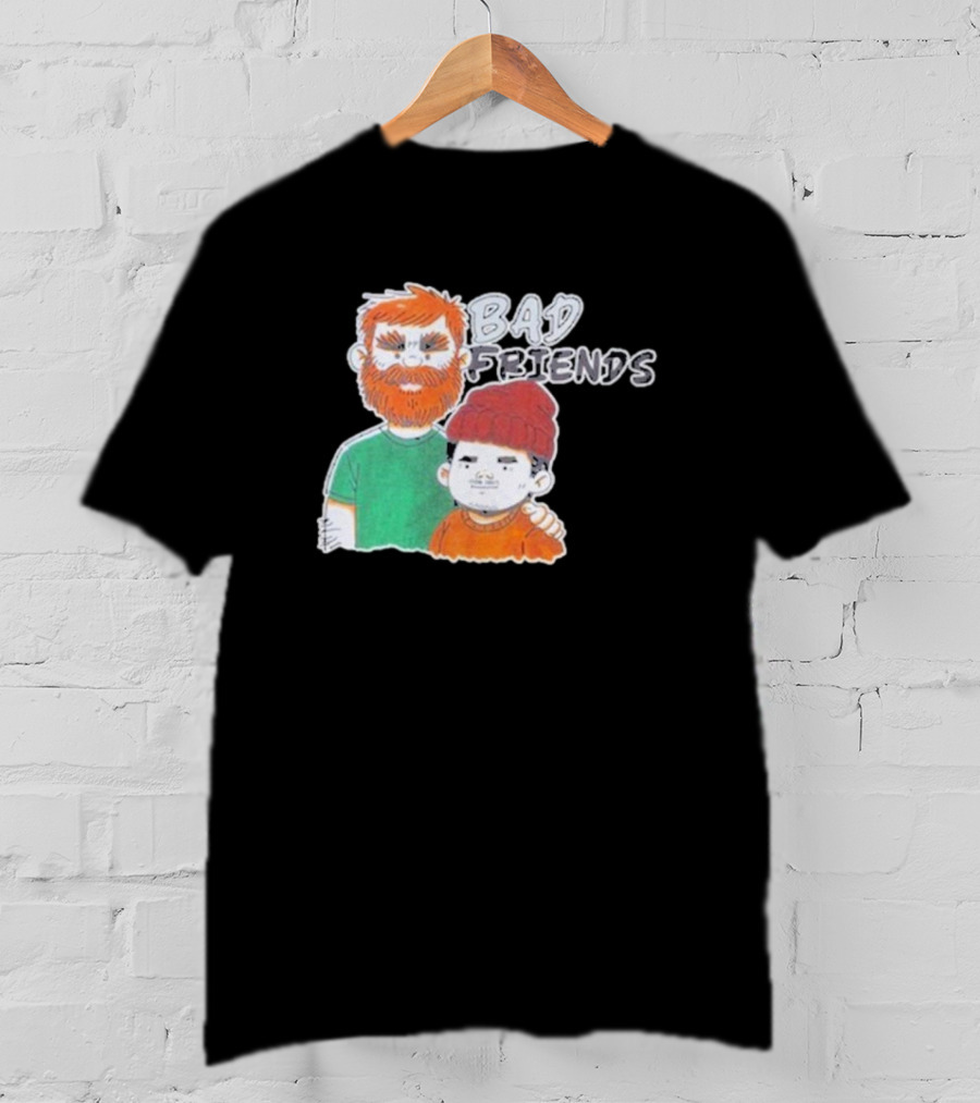 Bad Friends Cartoon Characters With Beard And Beanie T-Shirt