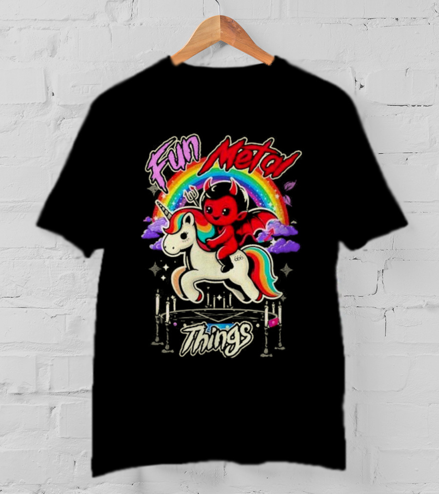 Fun Metal Things Devil Unicorn Rainbow Adventure T-Shirt
