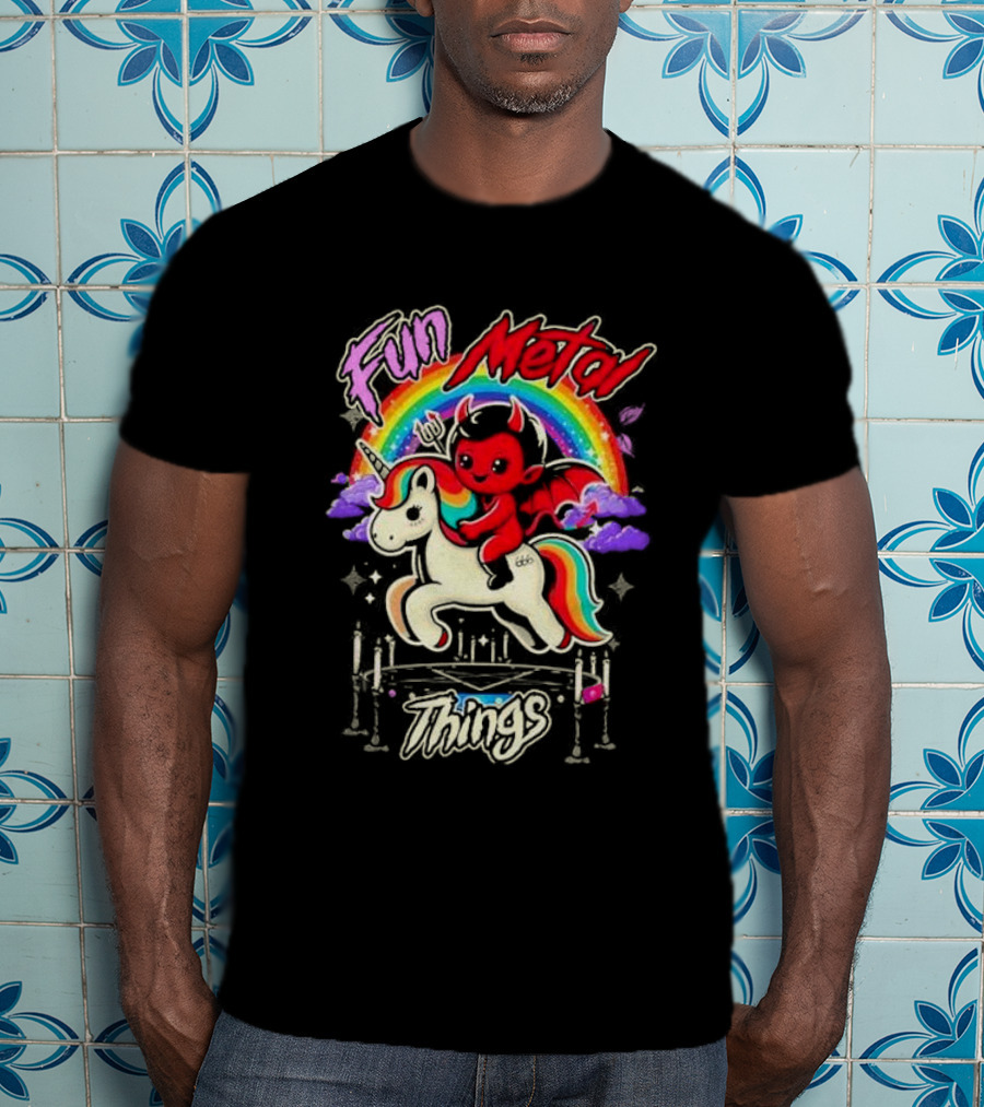 Fun Metal Things Devil Unicorn Rainbow Adventure T-Shirt
