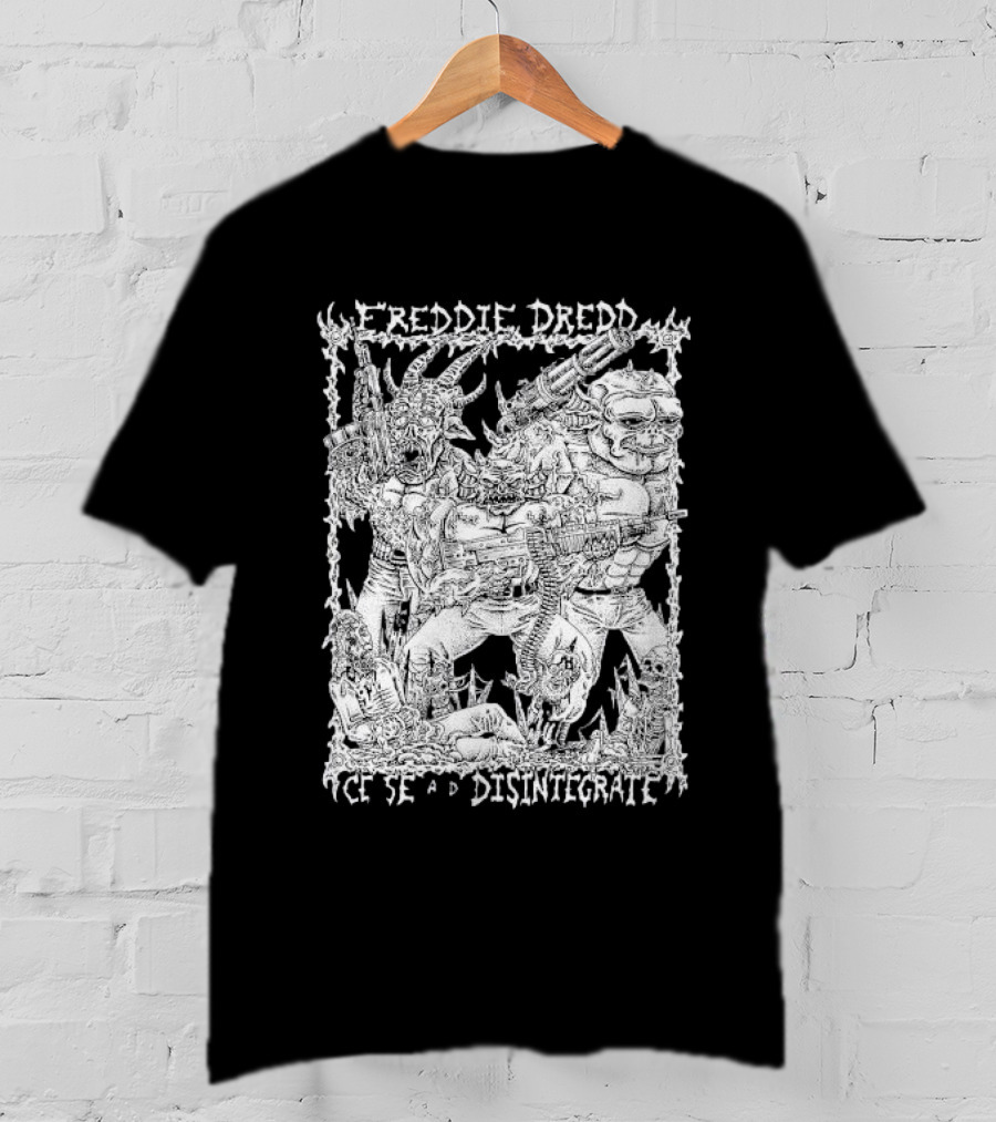 Freddie Dredd Cease And Disintegrate Demon Soldiers Combat Scene T-Shirt
