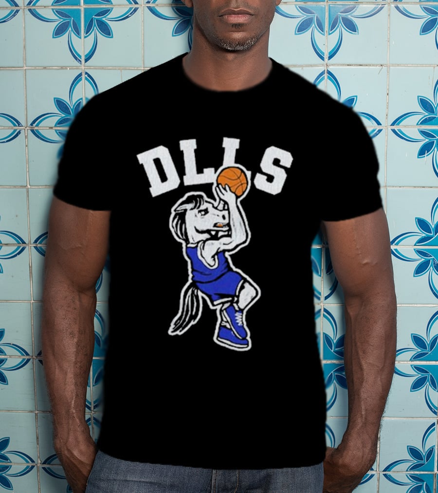 DLLS Basketball Horse Player In Blue Jersey T-Shirt