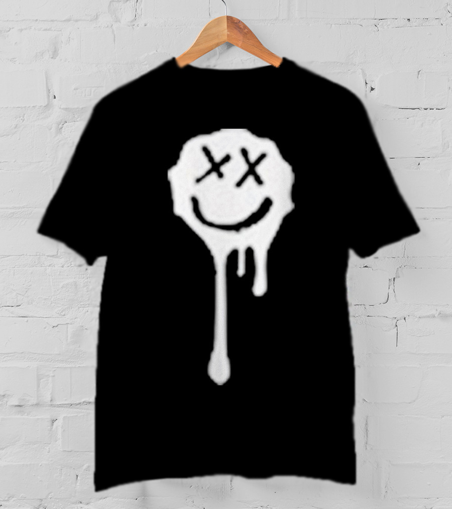 Olive Drip Smiley Face With Nirvana T-Shirt