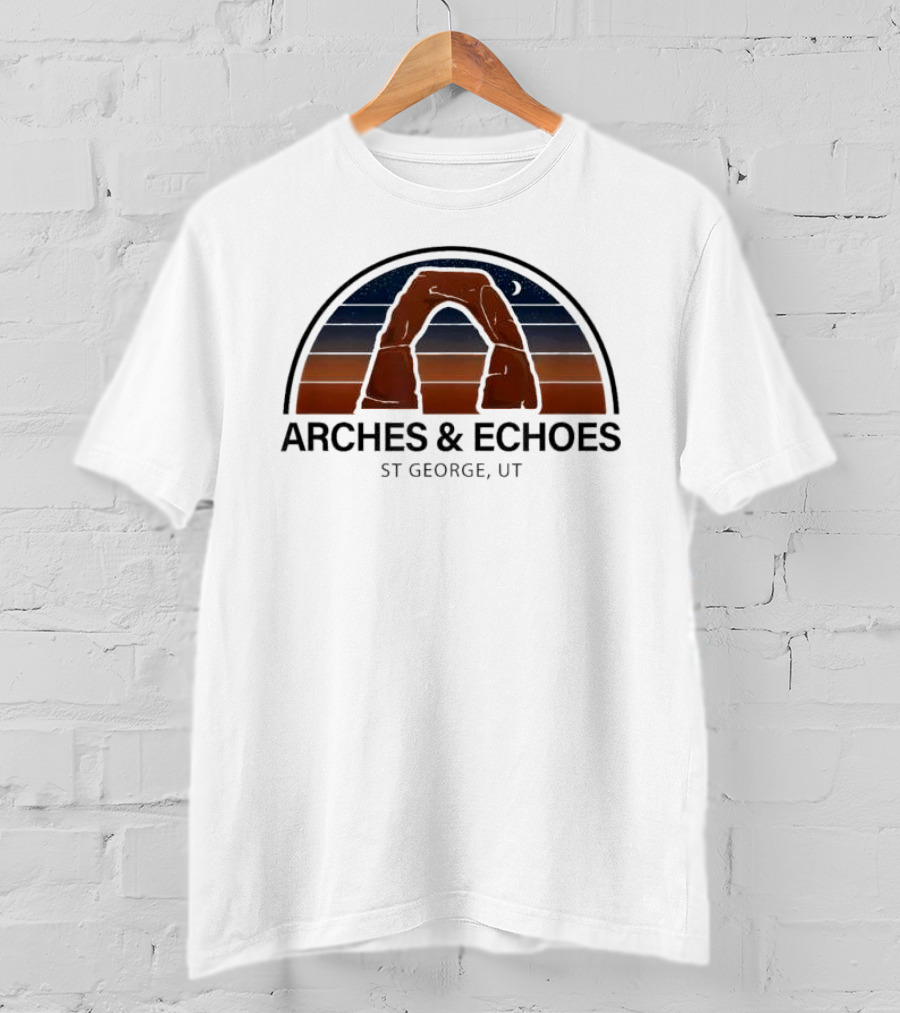 Arches Echoes St George Utah Red Rock Night Sky Moon T-Shirt