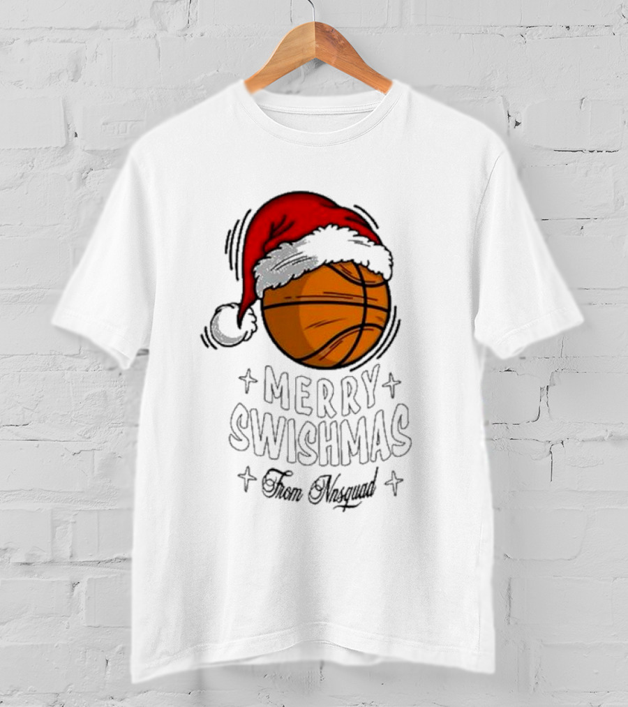 Merry Swishmas From Nnsquad Basketball Santa Hat T-Shirt
