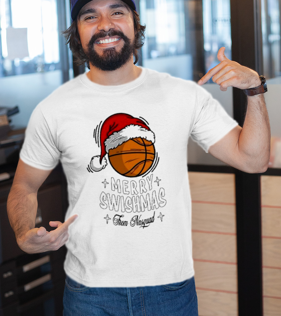 Merry Swishmas From Nnsquad Basketball Santa Hat T-Shirt