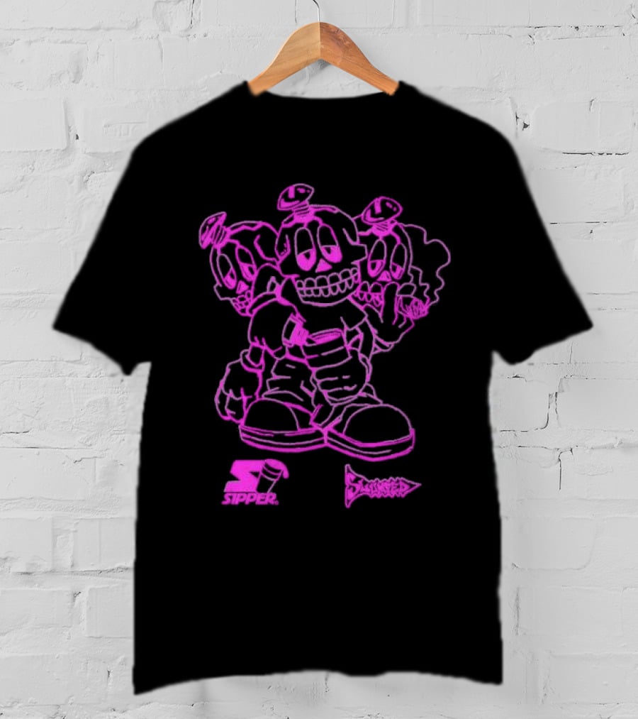 Sipper Slumped Trio Purple Black Outline T-Shirt
