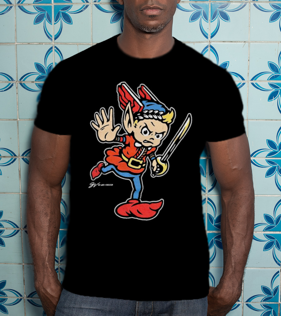 Cleveland United Vintage Cartoon Style Warrior Elf With Sword T-Shirt