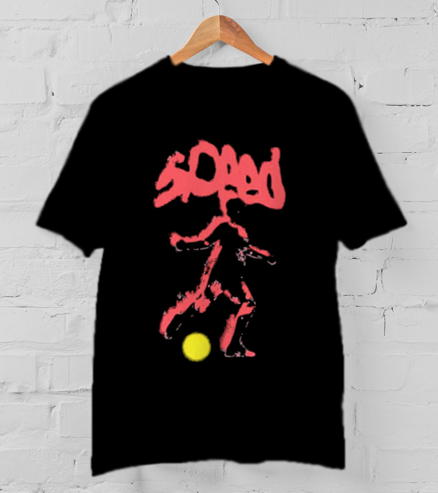 Speed Warp Soccer Player Silhouette With Yellow Ball T-Shirt