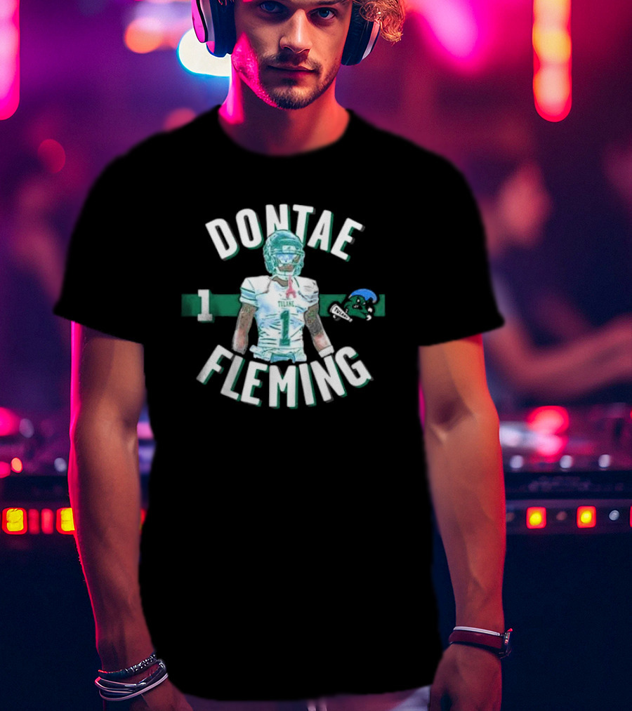 Dontae Fleming 1 Tulane Green Wave Football Player Image T-Shirt