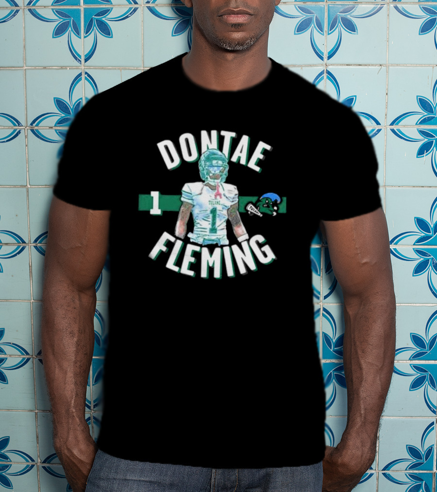 Dontae Fleming 1 Tulane Green Wave Football Player Image T-Shirt