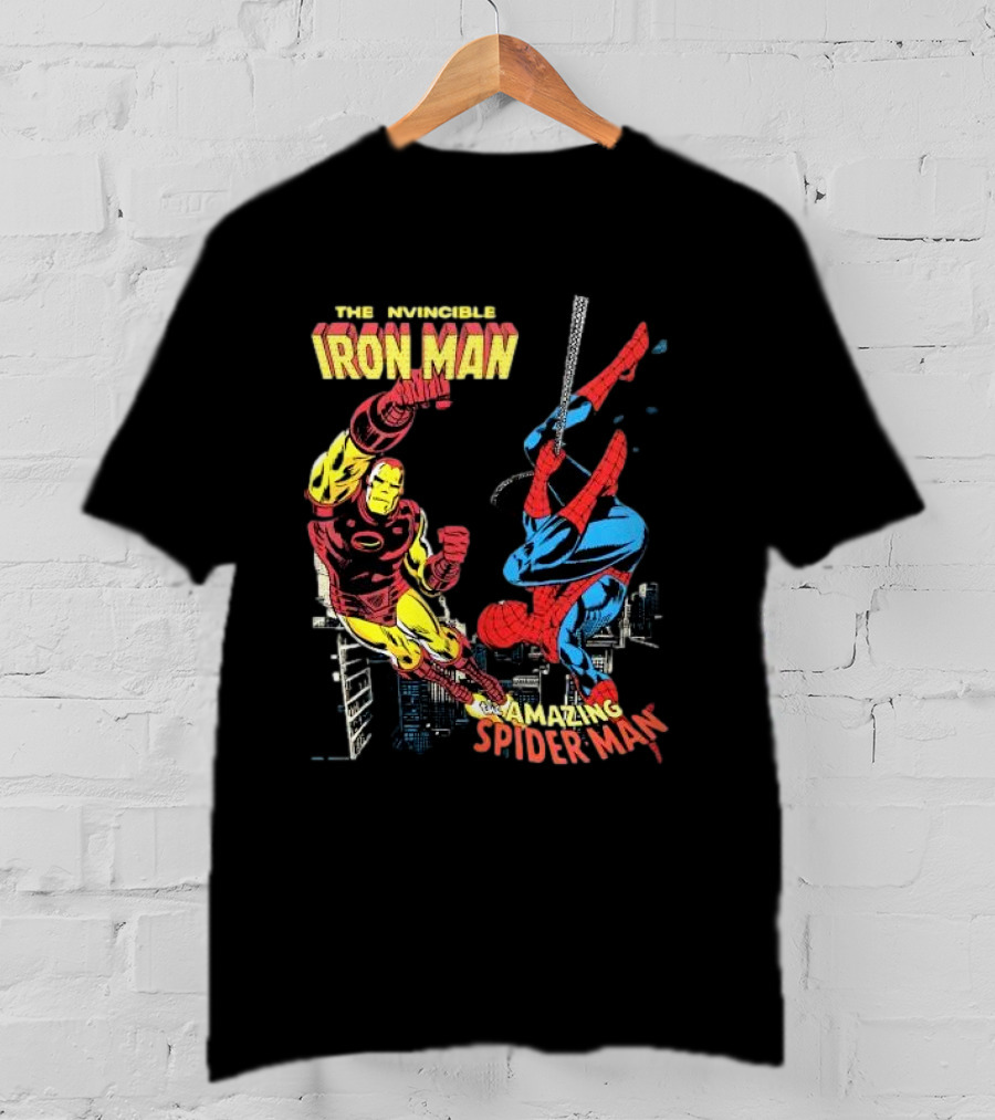 The Invincible Iron Man And The Amazing Spider-Man Showdown In The City T-Shirt
