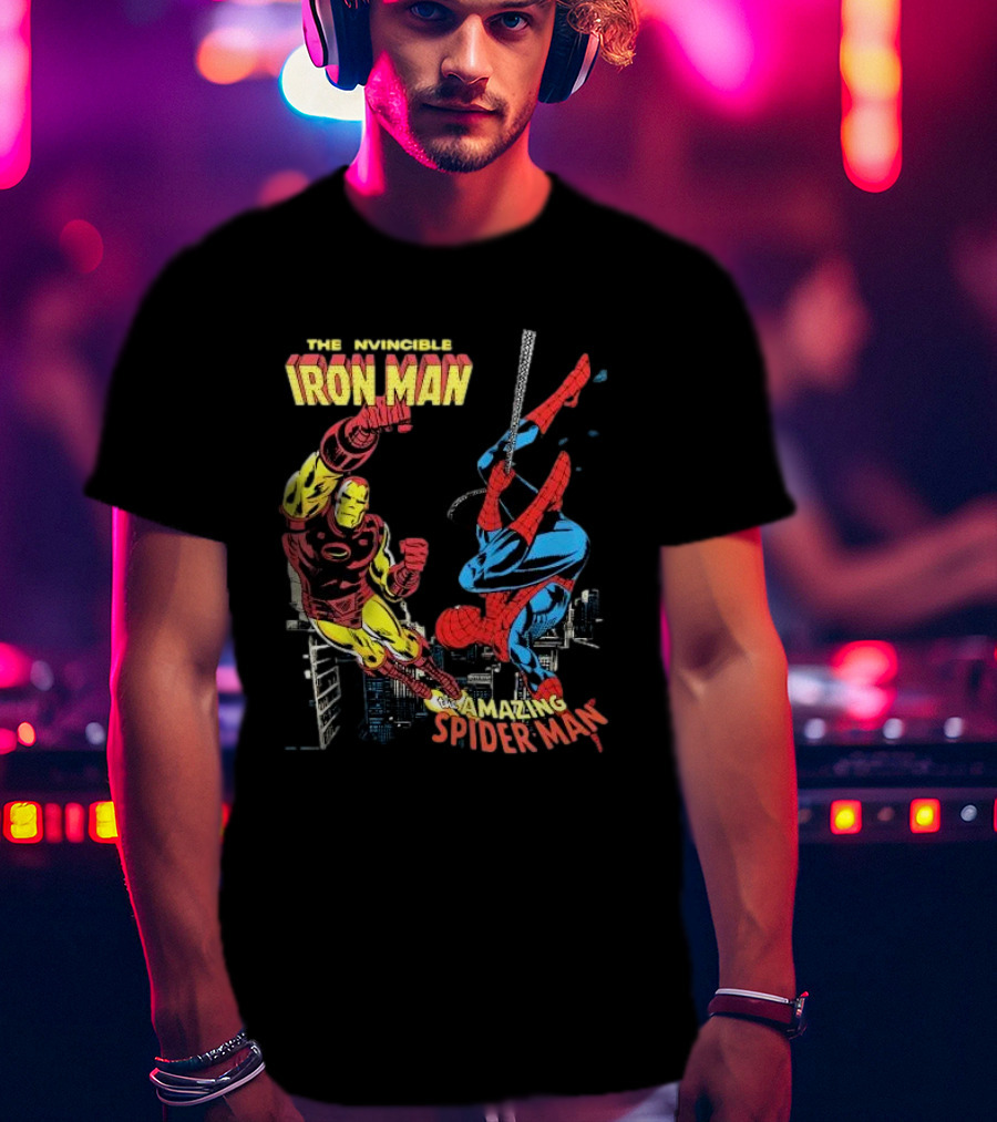 The Invincible Iron Man And The Amazing Spider-Man Showdown In The City T-Shirt