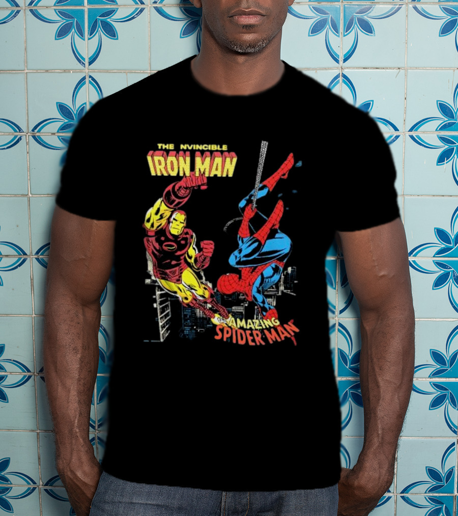 The Invincible Iron Man And The Amazing Spider-Man Showdown In The City T-Shirt