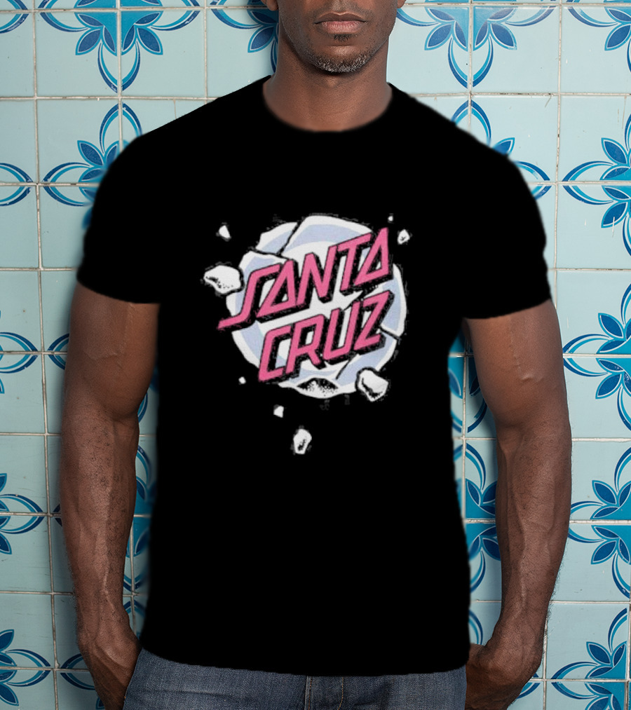Santa Cruz Roskopp Shattered Pink And White T-Shirt