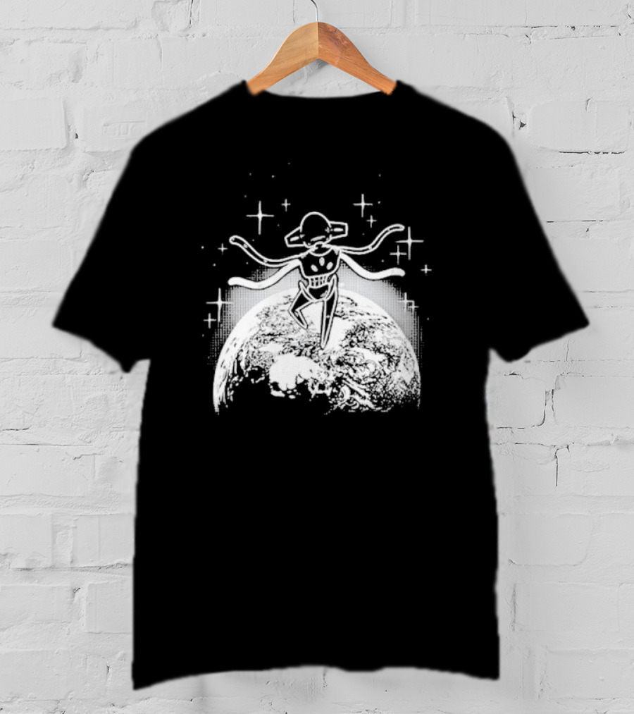 Snacky Boy Deoxys Floating Above Earth With Stars T-Shirt