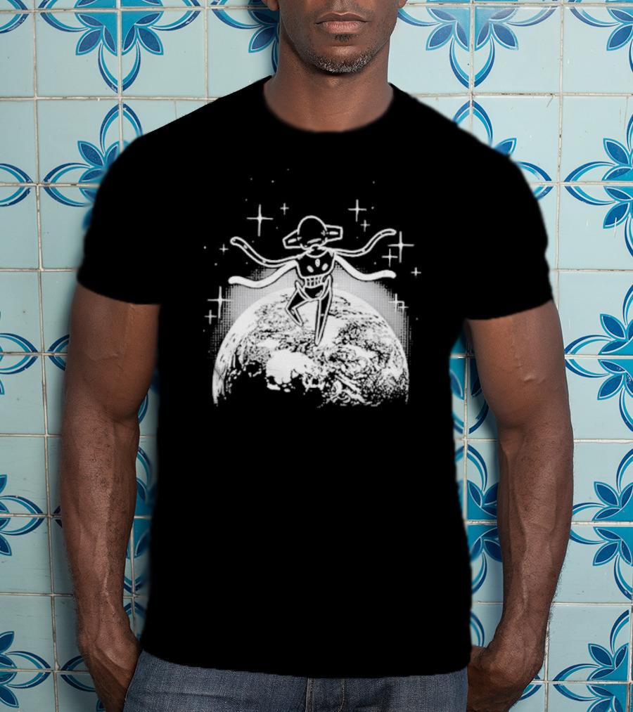 Snacky Boy Deoxys Floating Above Earth With Stars T-Shirt
