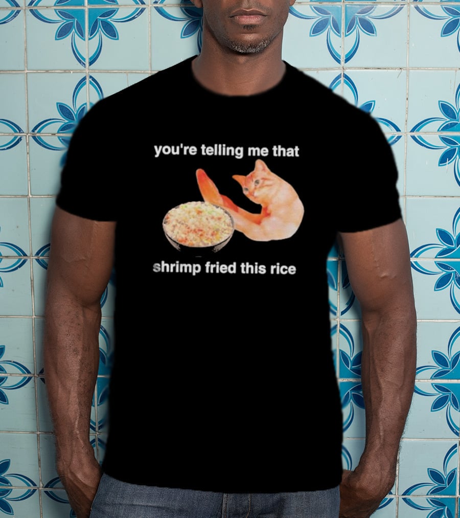 You're Telling Me That Shrimp Fried This Rice With Cat Meme T-Shirt