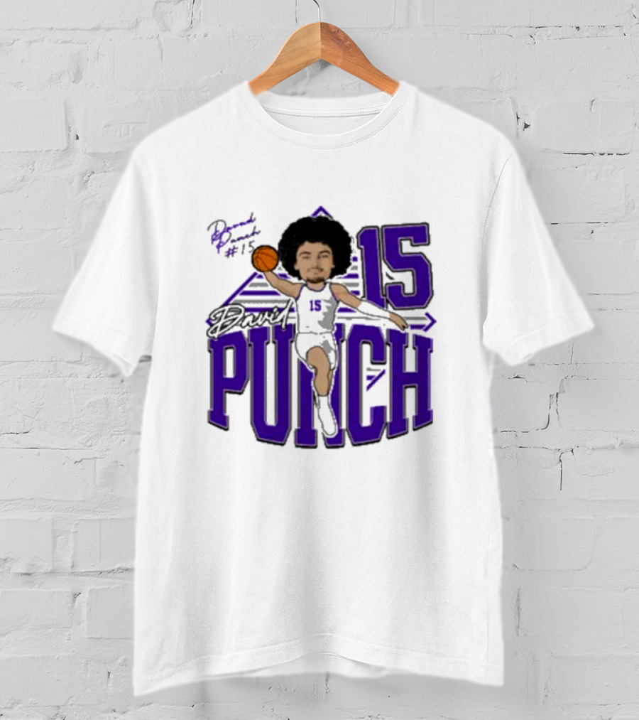 David Punch #15 TCU Basketball Player Caricature T-Shirt