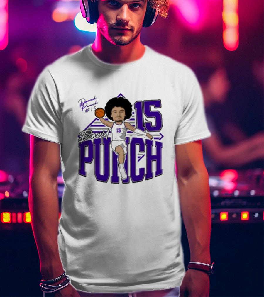 David Punch #15 TCU Basketball Player Caricature T-Shirt