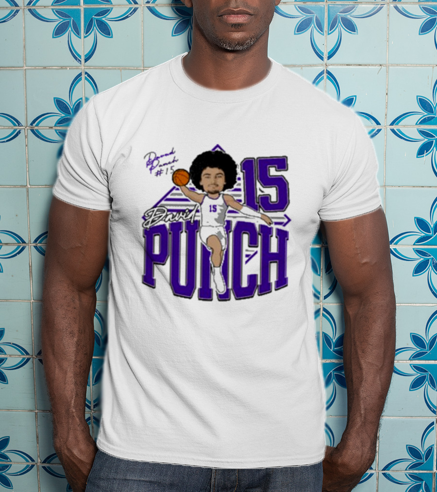 David Punch #15 TCU Basketball Player Caricature T-Shirt